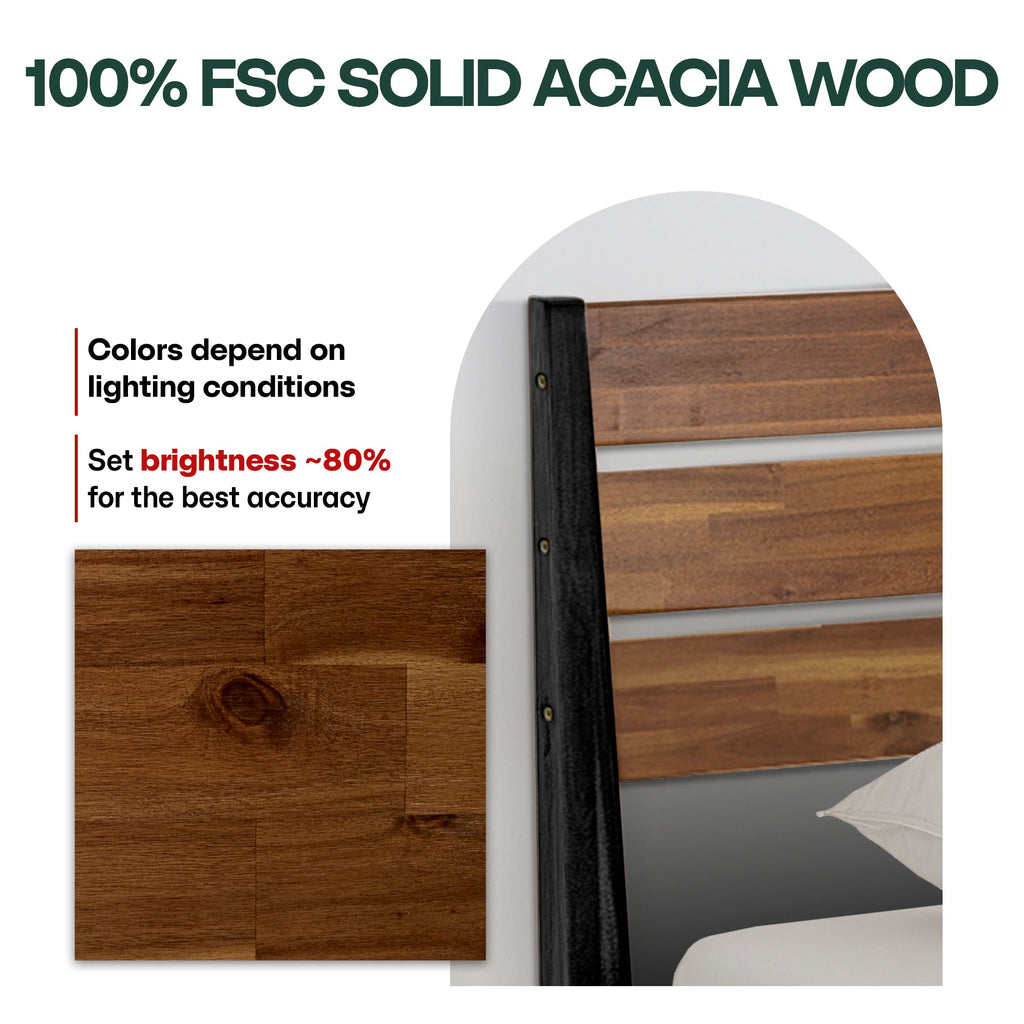 Acacia Emery Solid Wood Bed Frame - Stylish and Durable Acacia Wood Design for Your Bedroom