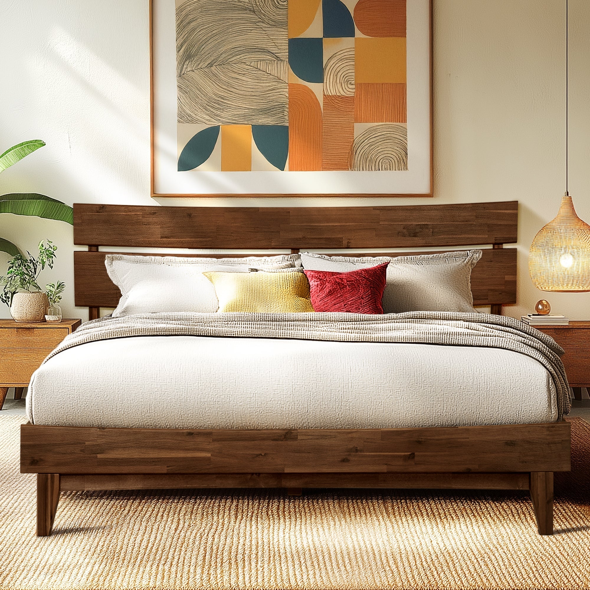 Estructura de cama de madera maciza de acacia - Estilo Aurora para un dormitorio con estilo
