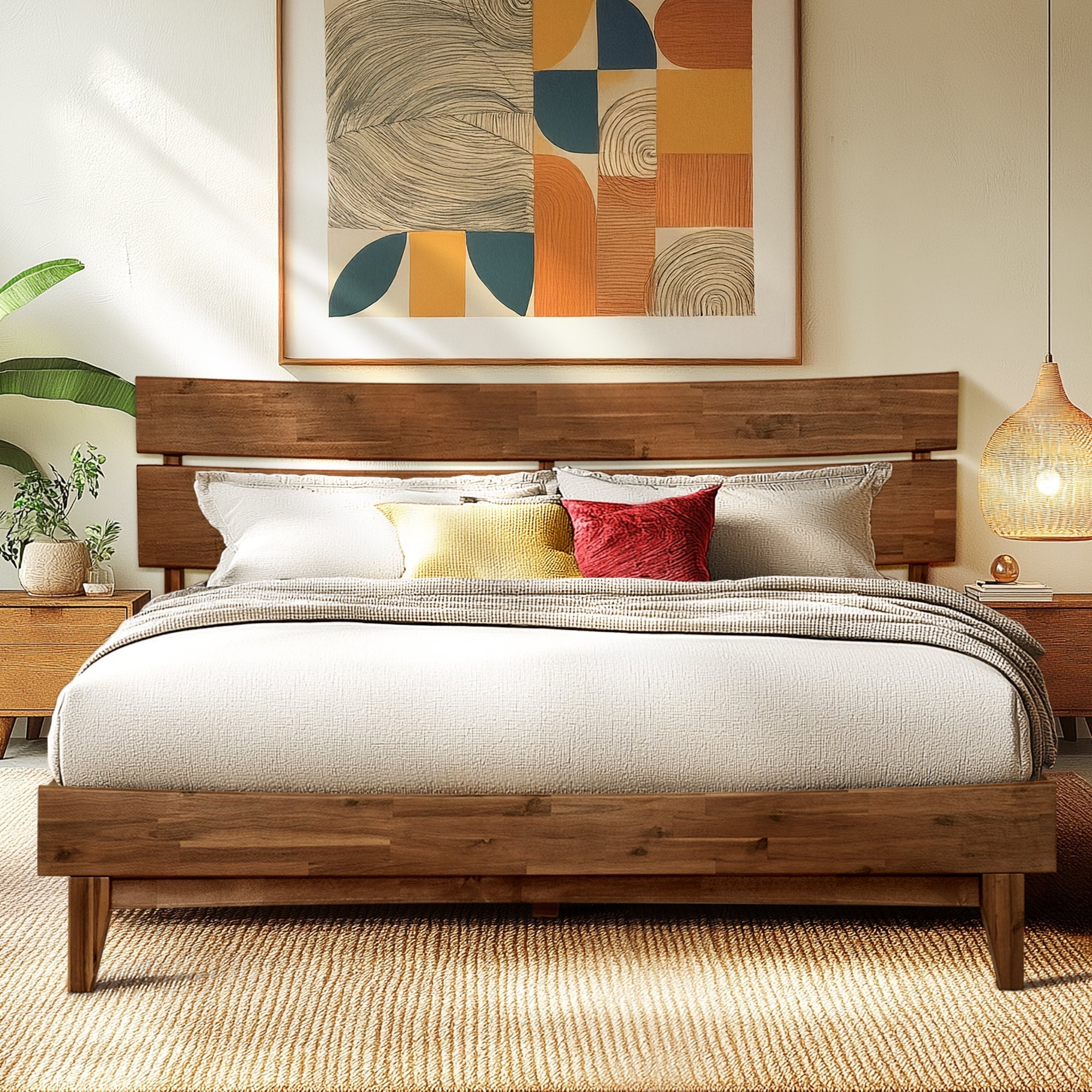 Estructura de cama de madera maciza de acacia - Estilo Aurora para un dormitorio con estilo