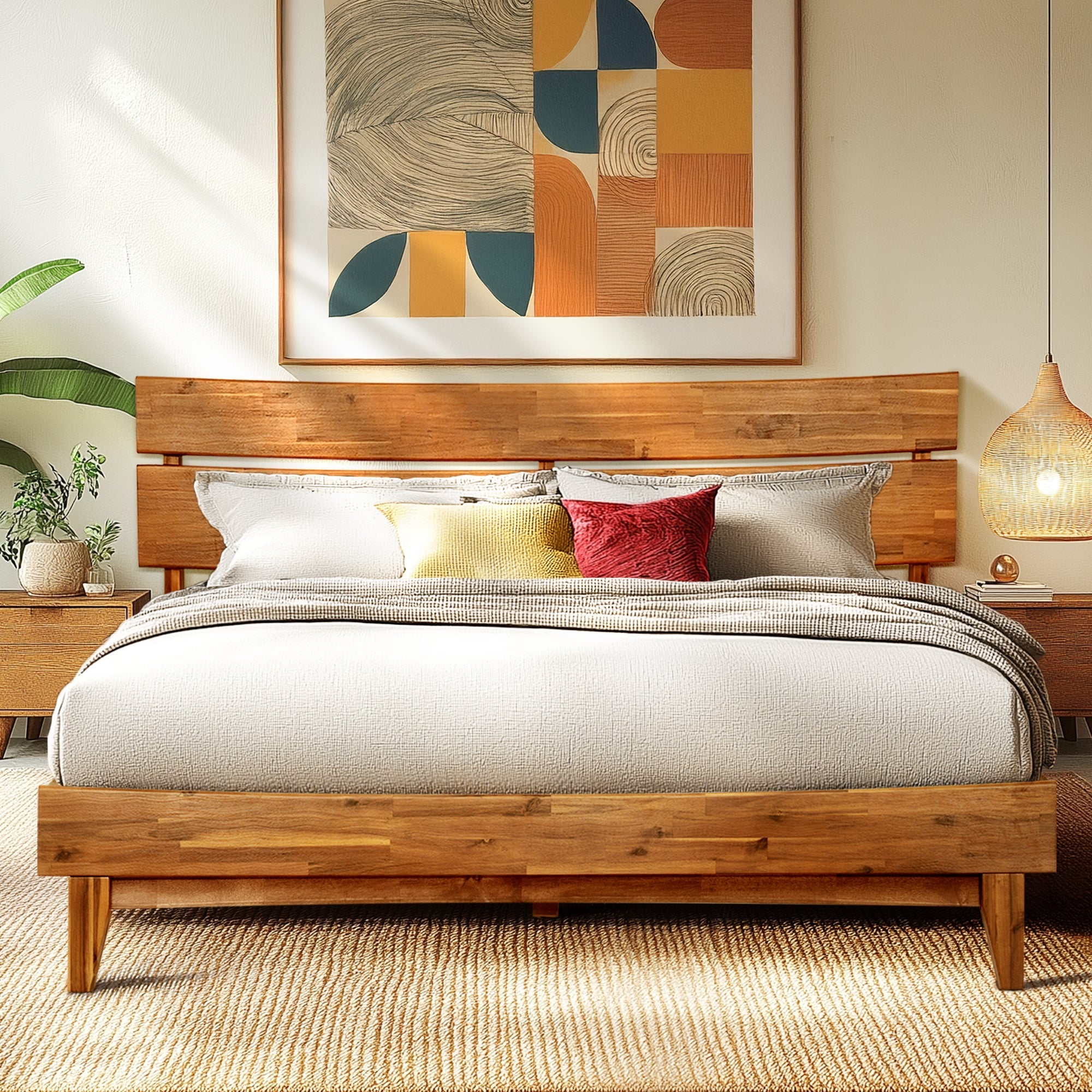 Estructura de cama de madera maciza de acacia - Estilo Aurora para un dormitorio con estilo