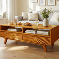 Acacia Harmony Wooden Coffee Table with Drawers & Open Storage