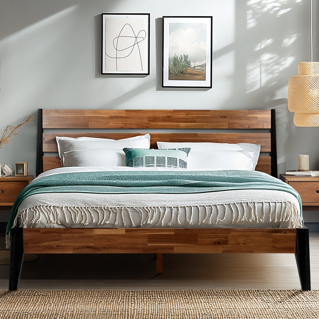 Acacia Emery Solid Wood Bed Frame - Stylish and Durable Acacia Wood Design for Your Bedroom