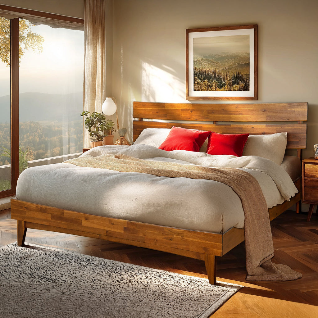 Acacia Solid Wood Bed Frame - Aurora Style for a Stylish Bedroom