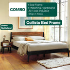 Acacia Callisto Solid Wood Bed Frame and Nightstand Set for a Stylish Bedroom