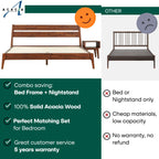 Acacia Callisto Solid Wood Bed Frame and Nightstand Set for a Stylish Bedroom