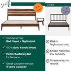 Emery Bed Frame & Nightstand Set - Acacia Solid Wood Bedroom Furniture