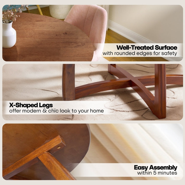 Alma 36 Inches Round Dining Table for 4, Mid-Century Modern Kitchen & Dining Room Tables