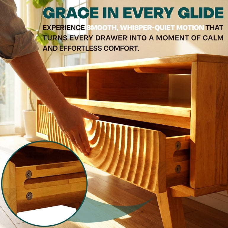 Acacia Harmony Wooden Coffee Table with Drawers & Open Storage