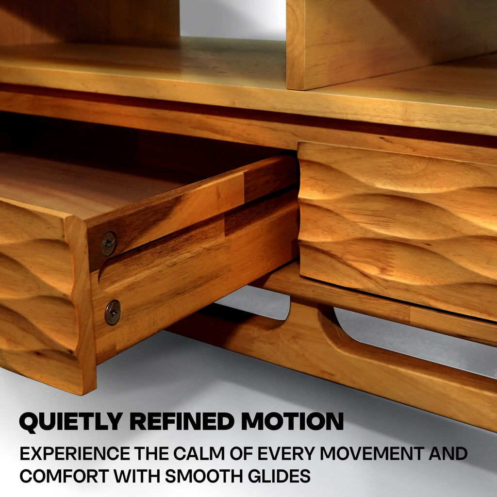 Acacia Elara 47.2” Rectangular Coffee Table with Drawers & Open Storage