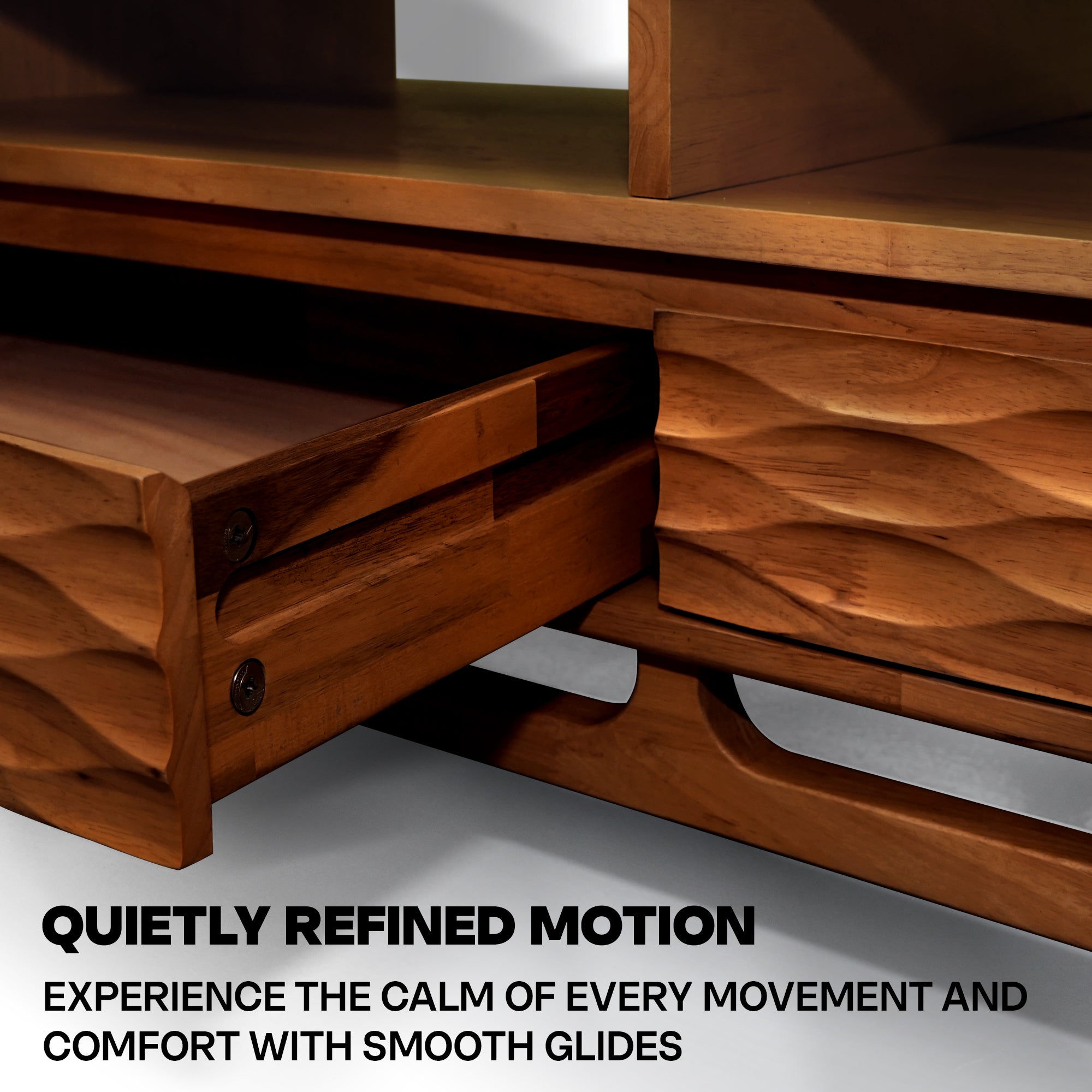 Acacia Elara 47.2” Rectangular Coffee Table with Drawers & Open Storage