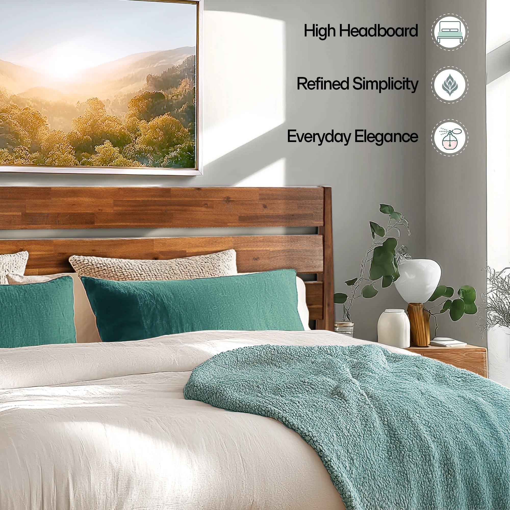 Acacia Emery Solid Wood Bed Frame - Stylish and Durable Acacia Wood Design for Your Bedroom