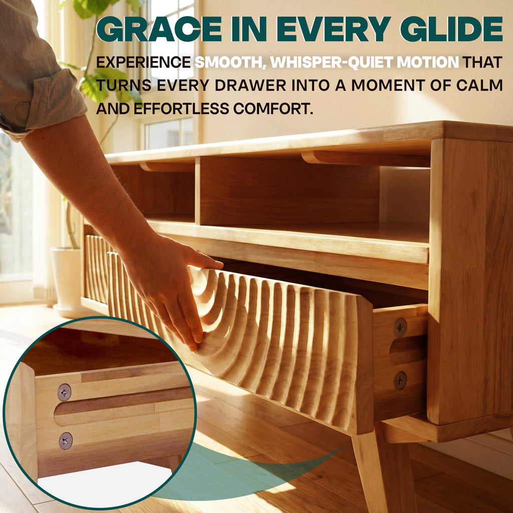 Acacia Harmony Wooden Coffee Table with Drawers & Open Storage