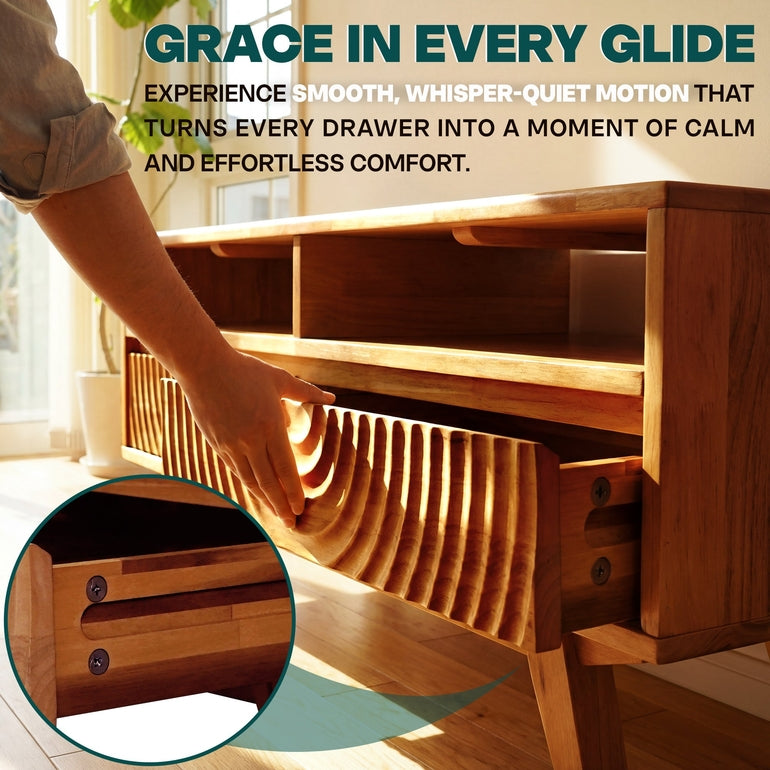 Acacia Harmony Wooden Coffee Table with Drawers & Open Storage