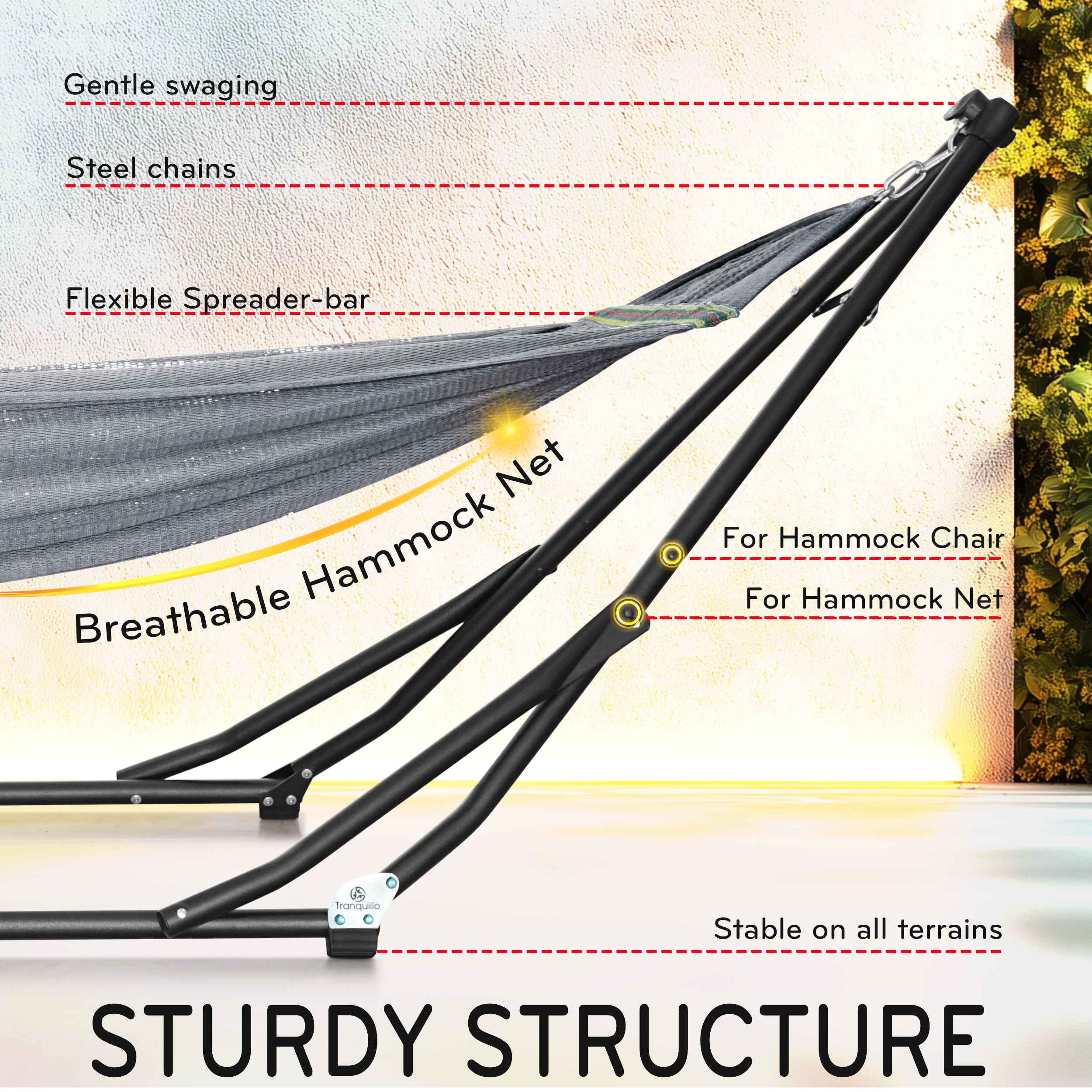 Tranquillo UniGen Transforming Hammock Stand for Ultimate Relaxation