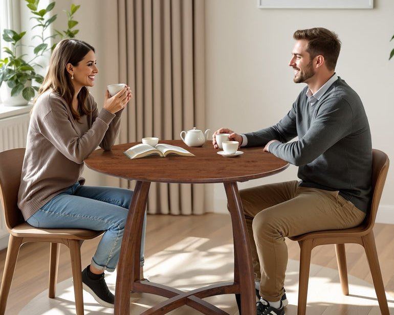 Alma 36 Inches Round Dining Table for 4, Mid-Century Modern Kitchen & Dining Room Tables