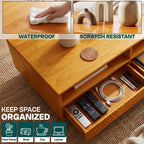 Acacia Harmony Wooden Coffee Table with Drawers & Open Storage