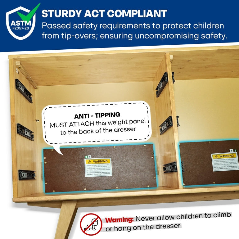 Acacia Harmony Dresser with 6 Drawers for Stylish Storage