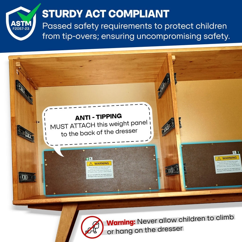 Acacia Harmony Dresser with 6 Drawers for Stylish Storage