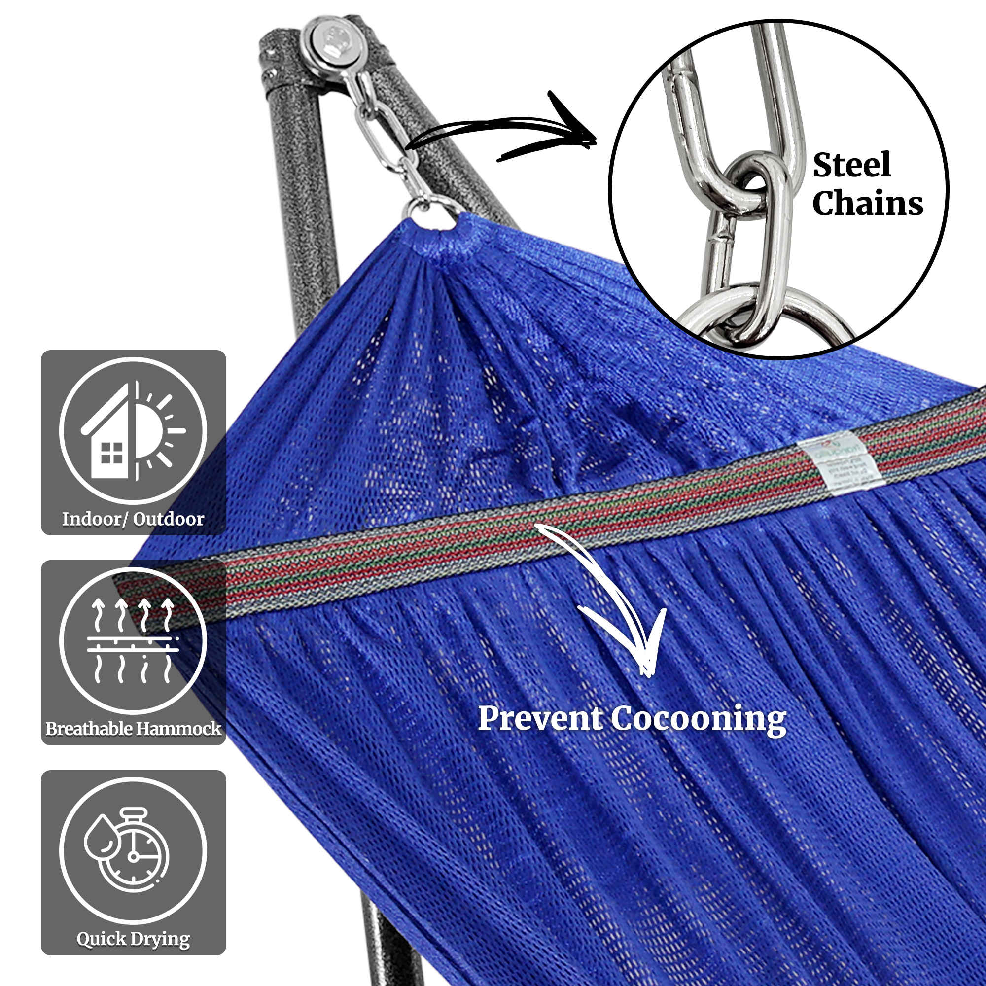 Tranquillo Universal Hammock with Medium Size Stands for Ultimate Relaxation - Ideal Universal Hammock Stands - Medium Size