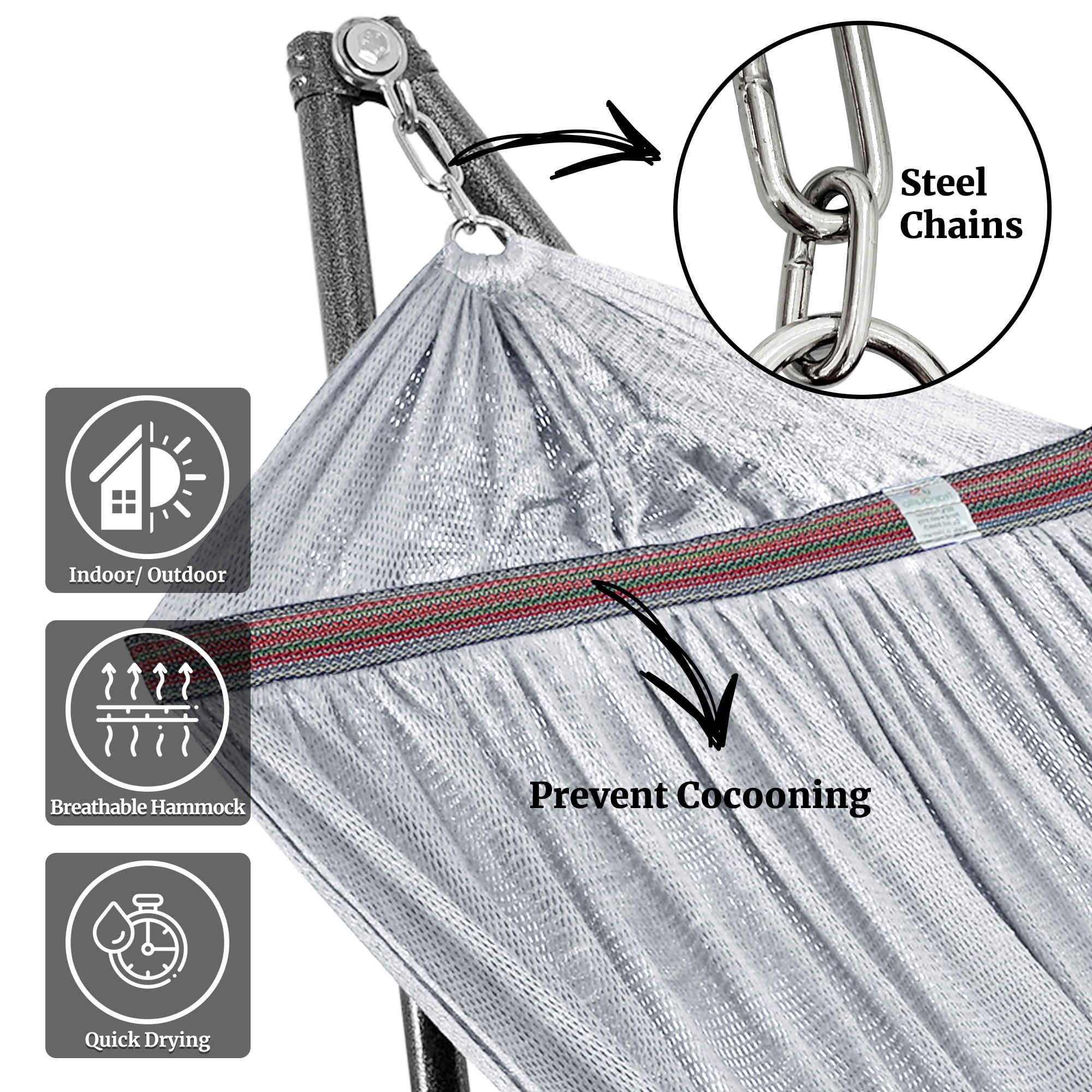 Tranquillo Universal Hammock with Medium Size Stands for Ultimate Relaxation - Ideal Universal Hammock Stands - Medium Size