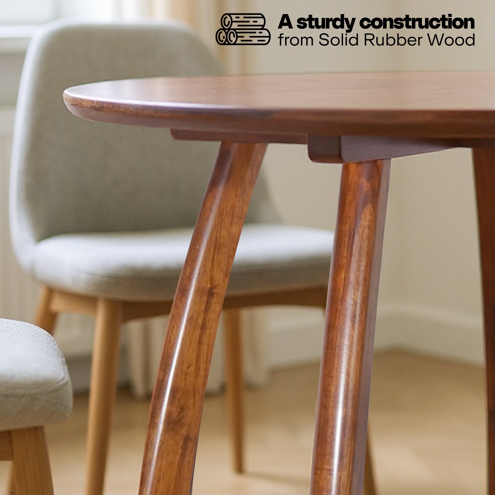 Alma 36 Inches Round Dining Table for 4, Mid-Century Modern Kitchen & Dining Room Tables