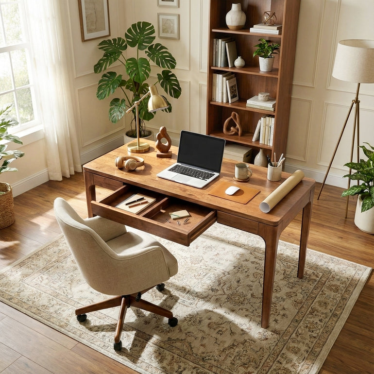 ACACIA Wilma 48” Rubber Wood Rectangular Writing Desk