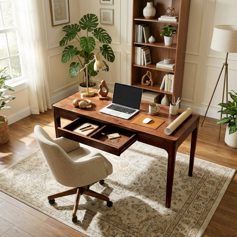 ACACIA Wilma 48” Rubber Wood Rectangular Writing Desk