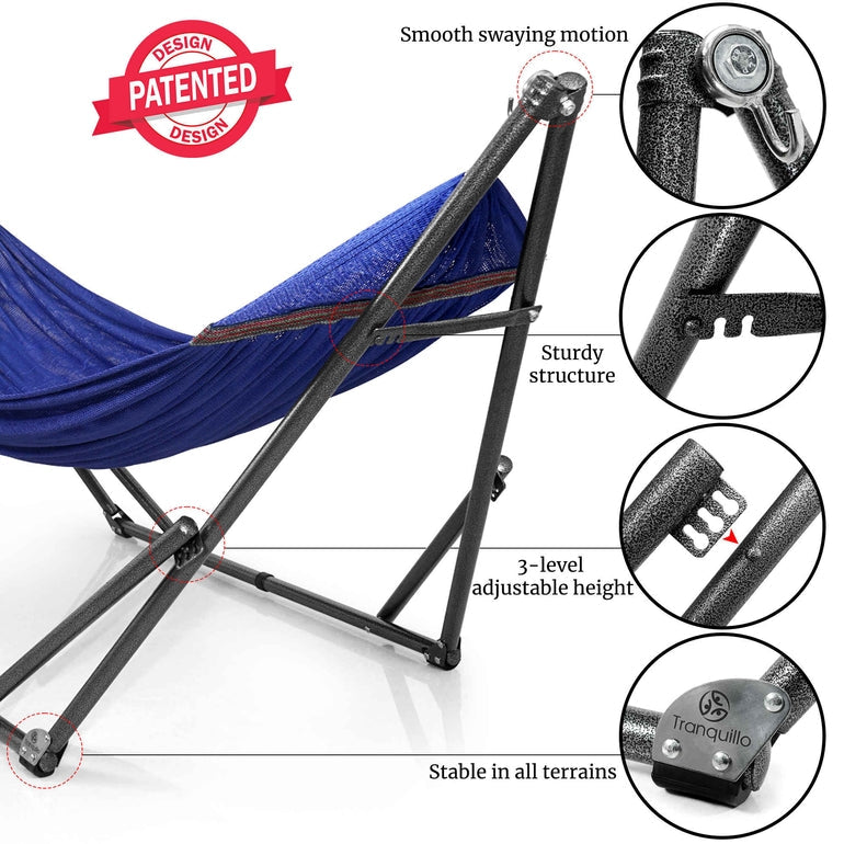 Tranquillo Universal Hammock with Medium Size Stands for Ultimate Relaxation - Ideal Universal Hammock Stands - Medium Size