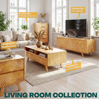 Acacia Harmony Wooden Coffee Table with Drawers & Open Storage