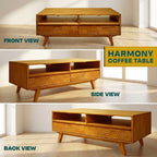 Acacia Harmony Wooden Coffee Table with Drawers & Open Storage