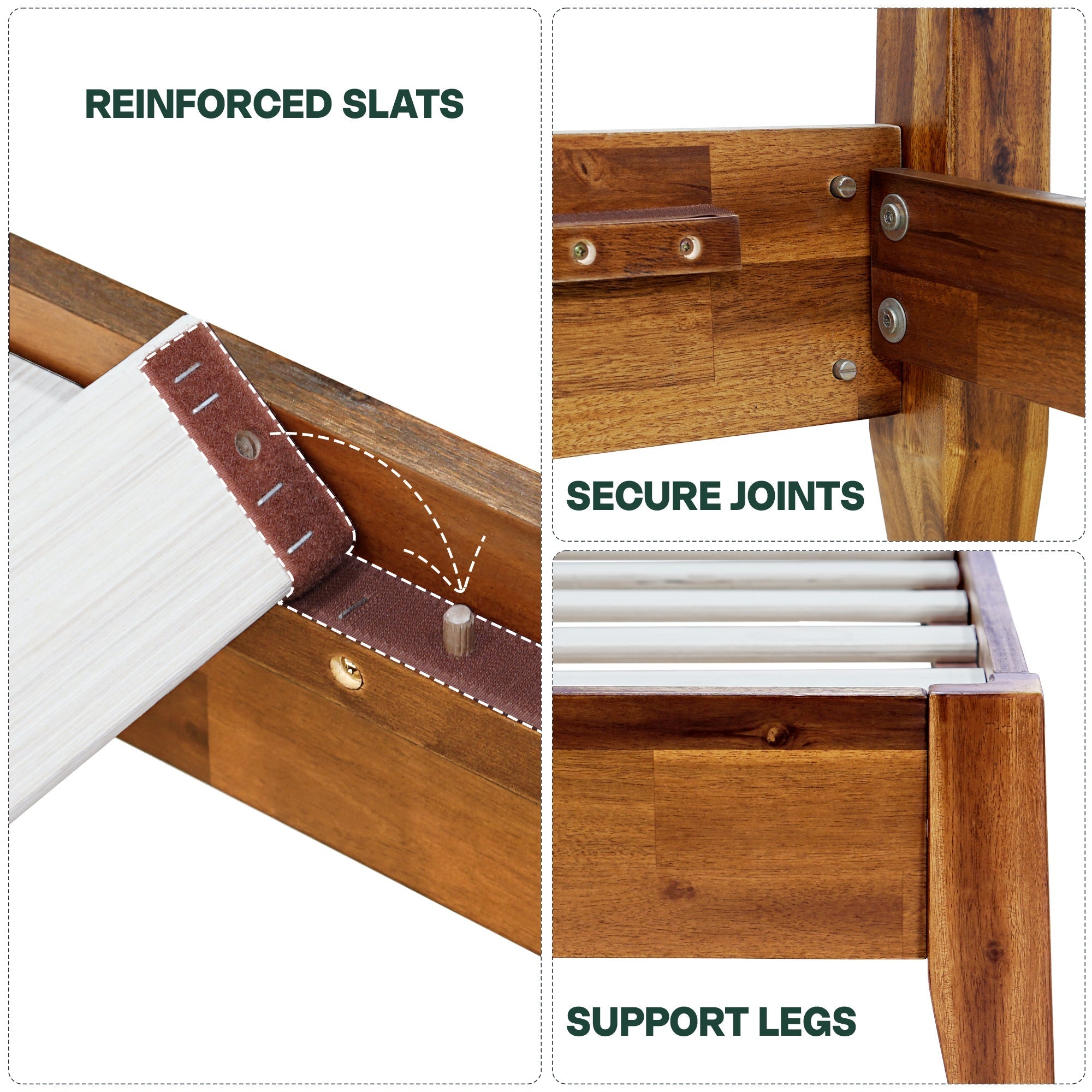 Acacia Emery Solid Wood Bed Frame - Stylish and Durable Acacia Wood Design for Your Bedroom