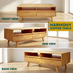 Acacia Harmony Wooden Coffee Table with Drawers & Open Storage