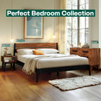 Acacia Callisto Solid Wood Bed Frame and Nightstand Set for a Stylish Bedroom