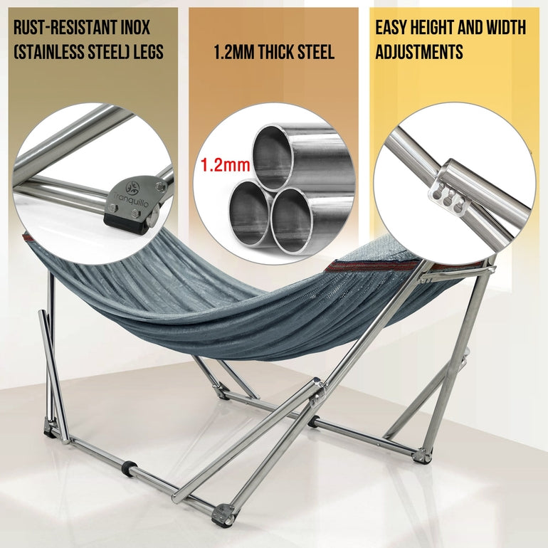 Tranquillo Original Stainless Steel Hammock Stand for Ultimate Relaxation