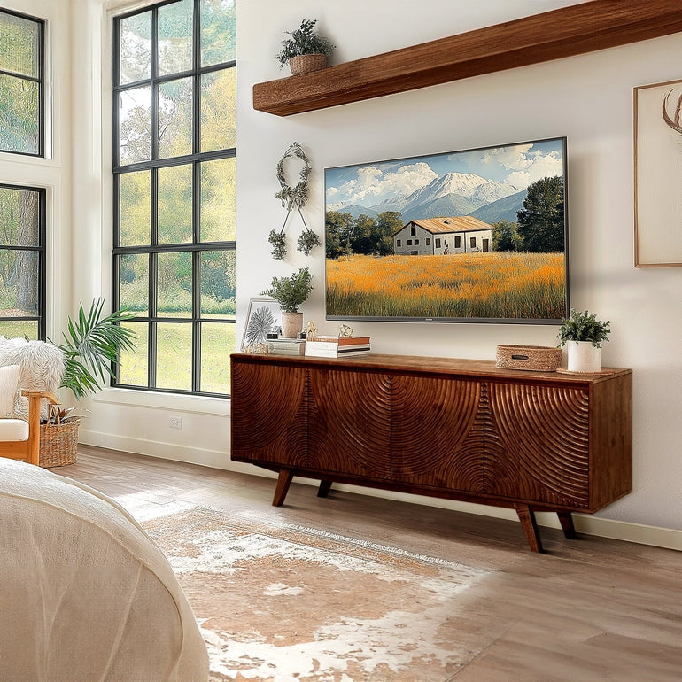 Acacia Harmony TV Stand with Storage for TVs up to 80 Inches