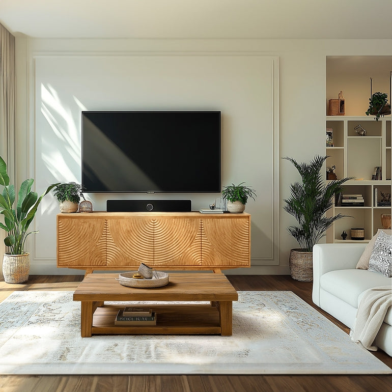 Acacia Harmony TV Stand with Storage for TVs up to 80 Inches