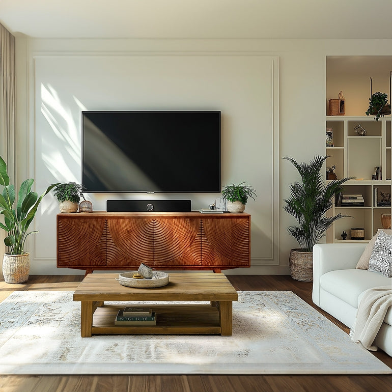 Acacia Harmony TV Stand with Storage for TVs up to 80 Inches