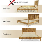 Megsu Bosk Acacia Wood Bed Frame with Headboard