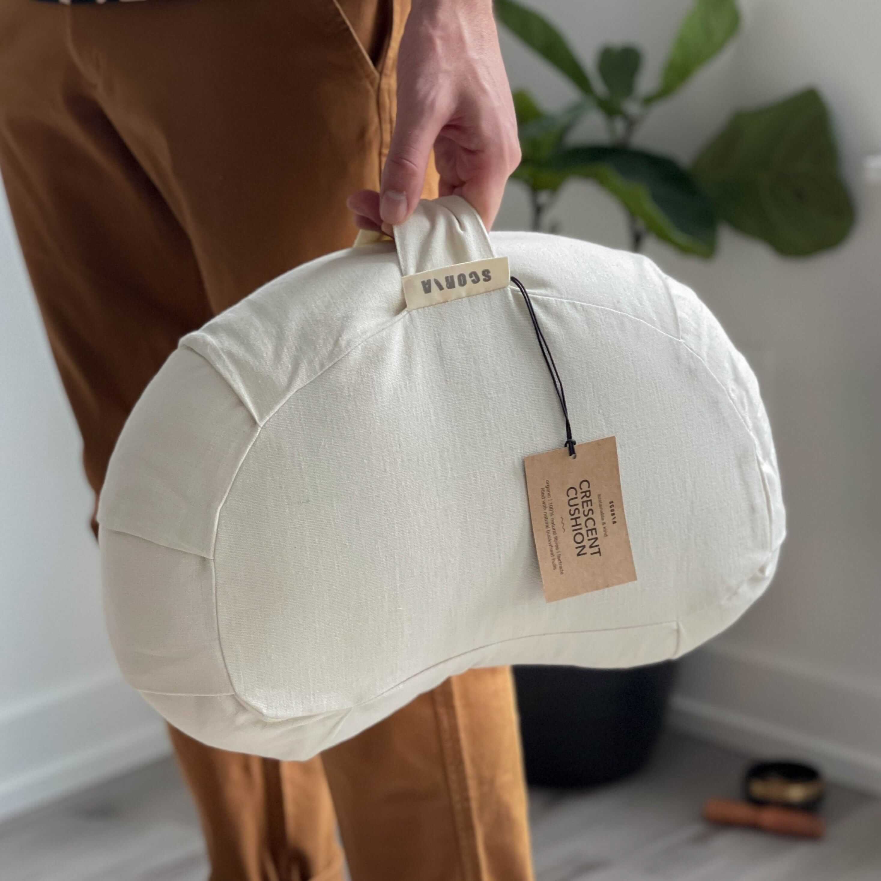 Crescent Natural Meditation Cushion | Ivory White