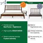 Acacia Kaylin Bed Frame & Nightstand Set for a Stylish Bedroom