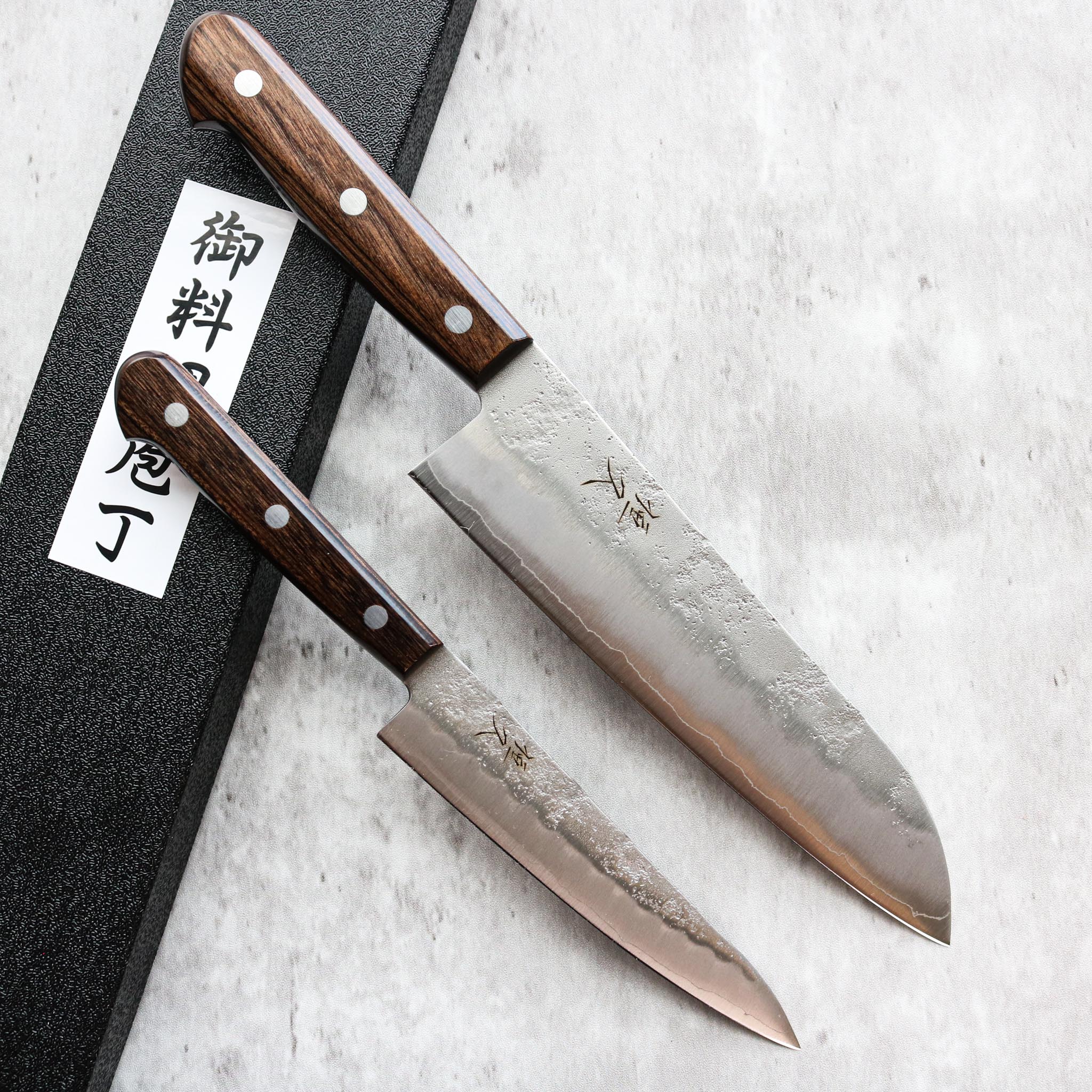 Tsunehisa Ginsan Petty 135 mm + Santoku 185 mm Combo