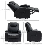 Brady Massage Recliner Chair with Swivel, Rocker Features and  8 Vibration Points-Black