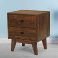 Mesita de noche de madera maciza Acacia Silvia de 2 cajones para dormitorios modernos