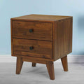 Mesita de noche de madera maciza Acacia Silvia de 2 cajones para dormitorios modernos
