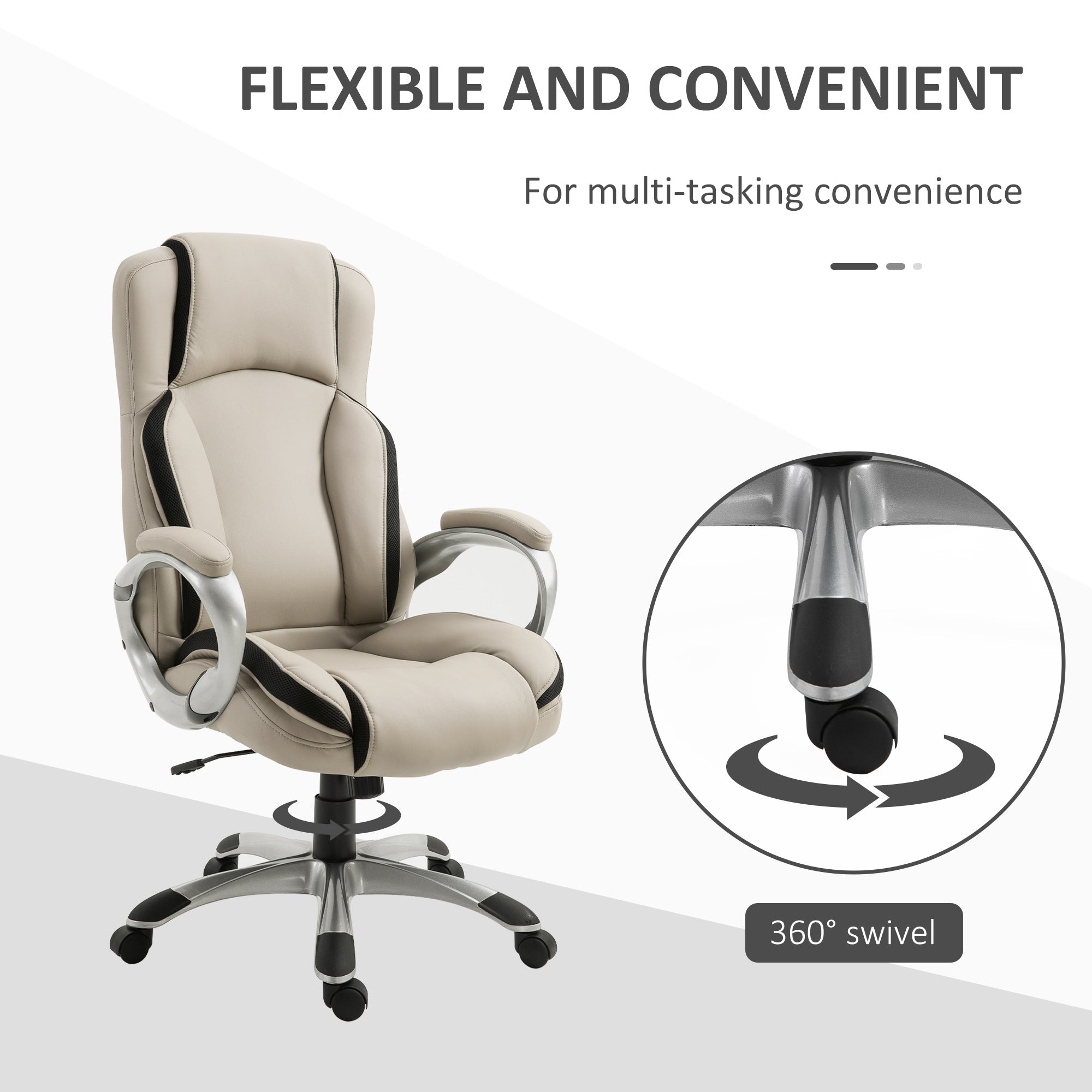 Fisher Ergonomic Executive Office Chair-Beige/Black