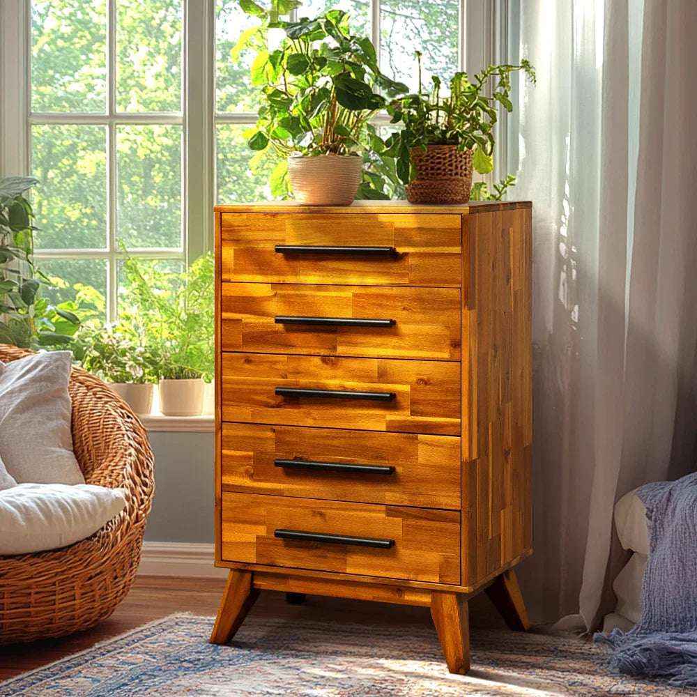 Acacia Linea Solid Wood Dresser for Timeless Elegance