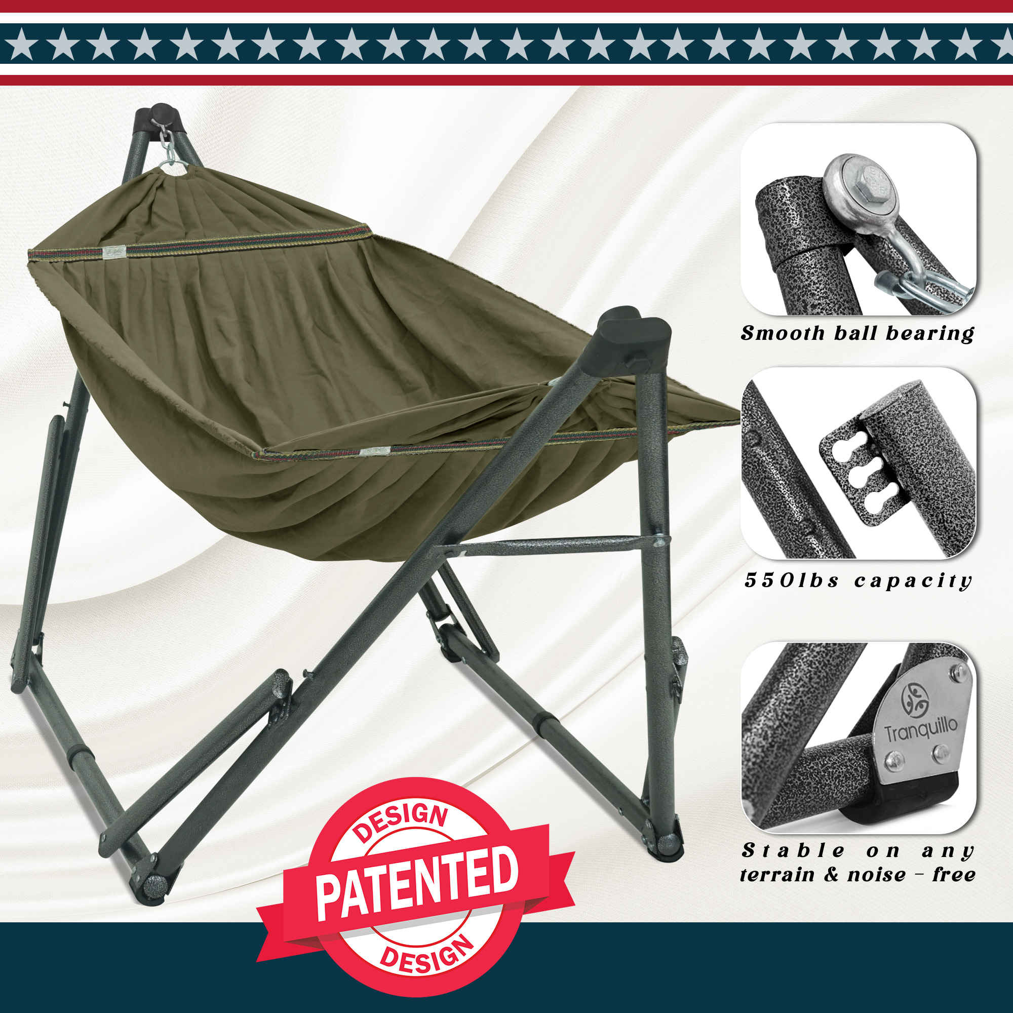 Tranquillo Uniki Canvas Hammock with Stand for Ultimate Relaxation