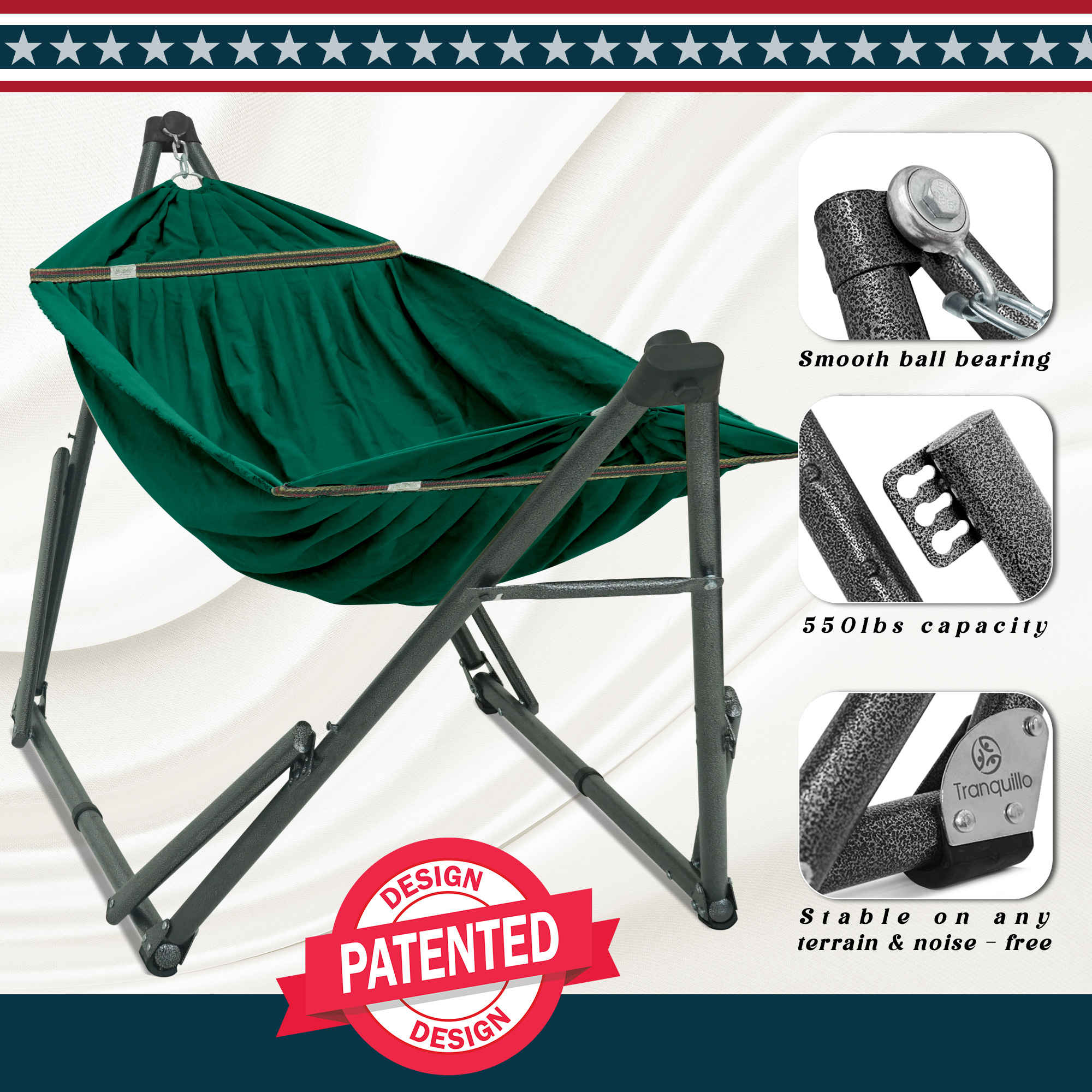 Tranquillo Uniki Canvas Hammock with Stand for Ultimate Relaxation