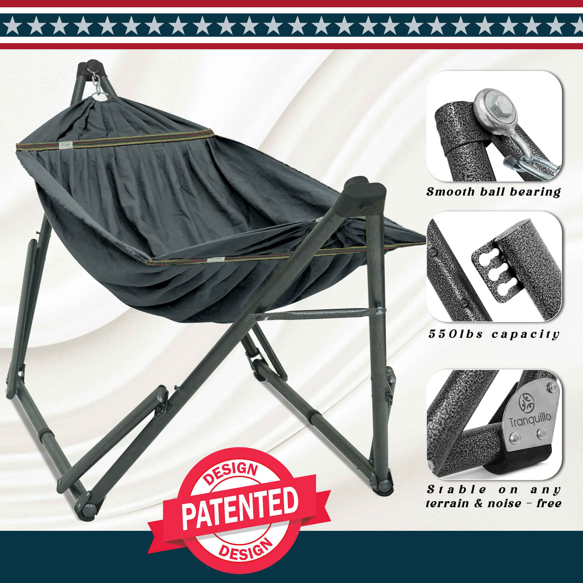 Tranquillo Uniki Canvas Hammock with Stand for Ultimate Relaxation