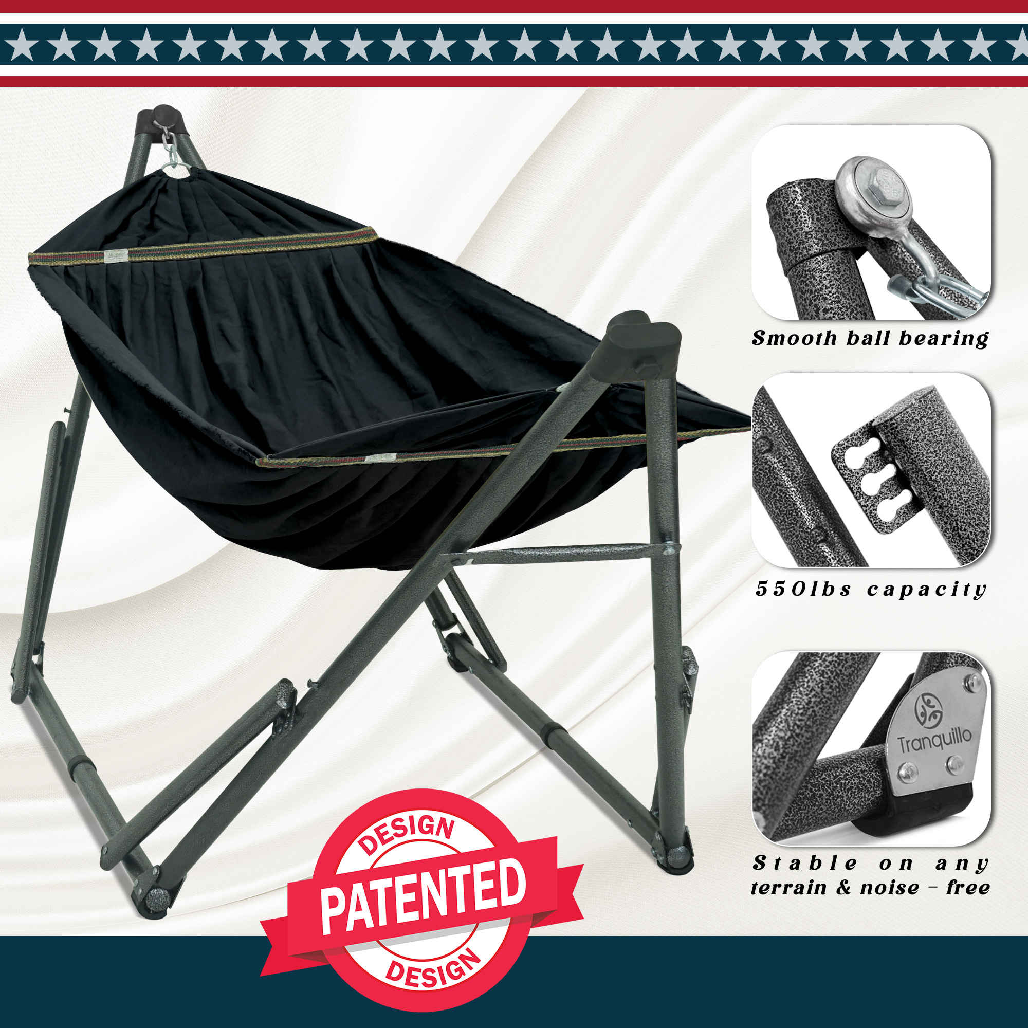 Tranquillo Uniki Canvas Hammock with Stand for Ultimate Relaxation